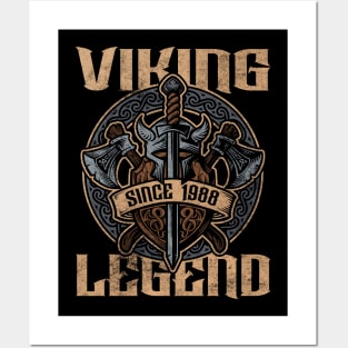 Viking Legend Since 1988 Birthday Norse Helmet Axe Posters and Art